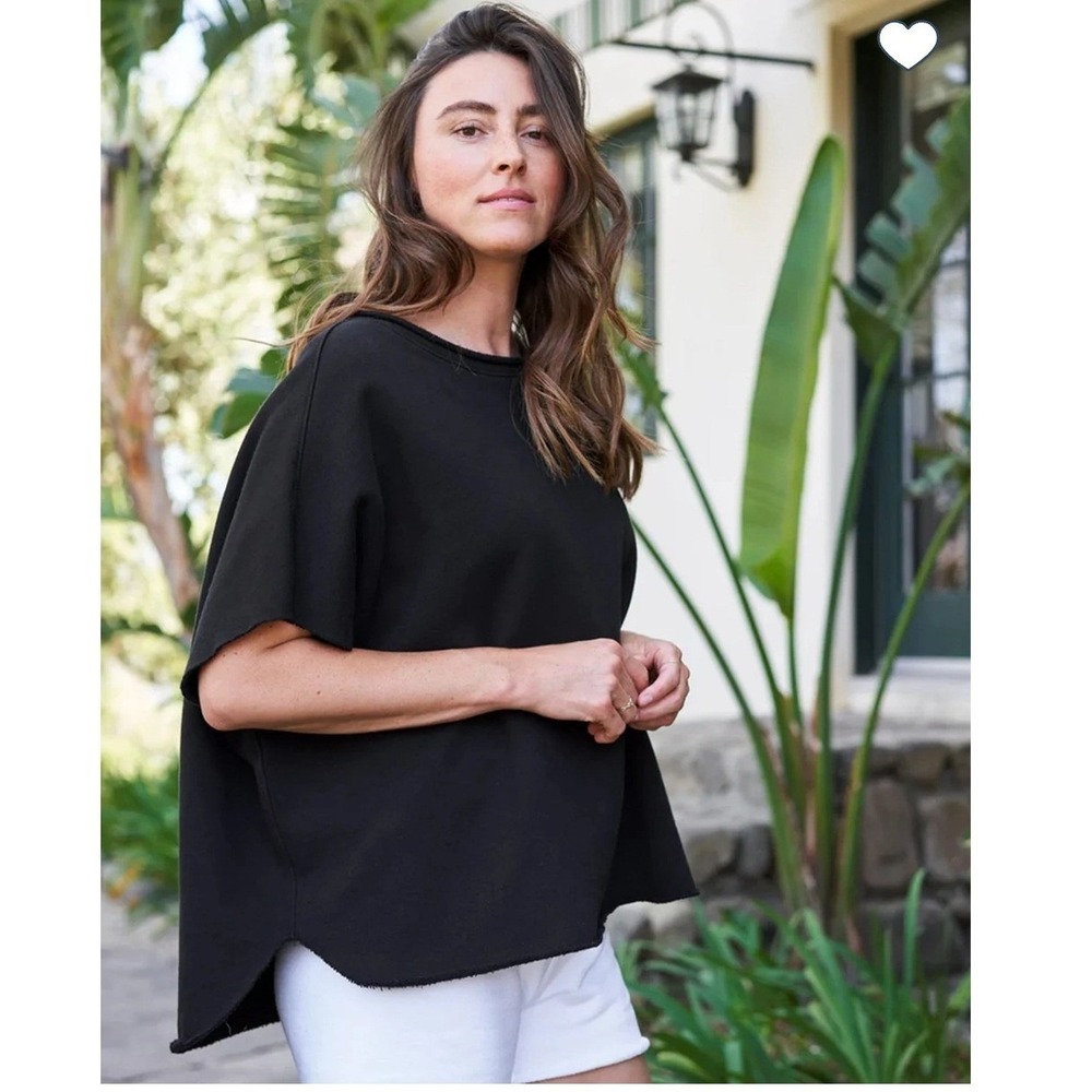 Frank & Eileen Tee Lab Black Cotton Capelet Sweatshirt Oversized OS